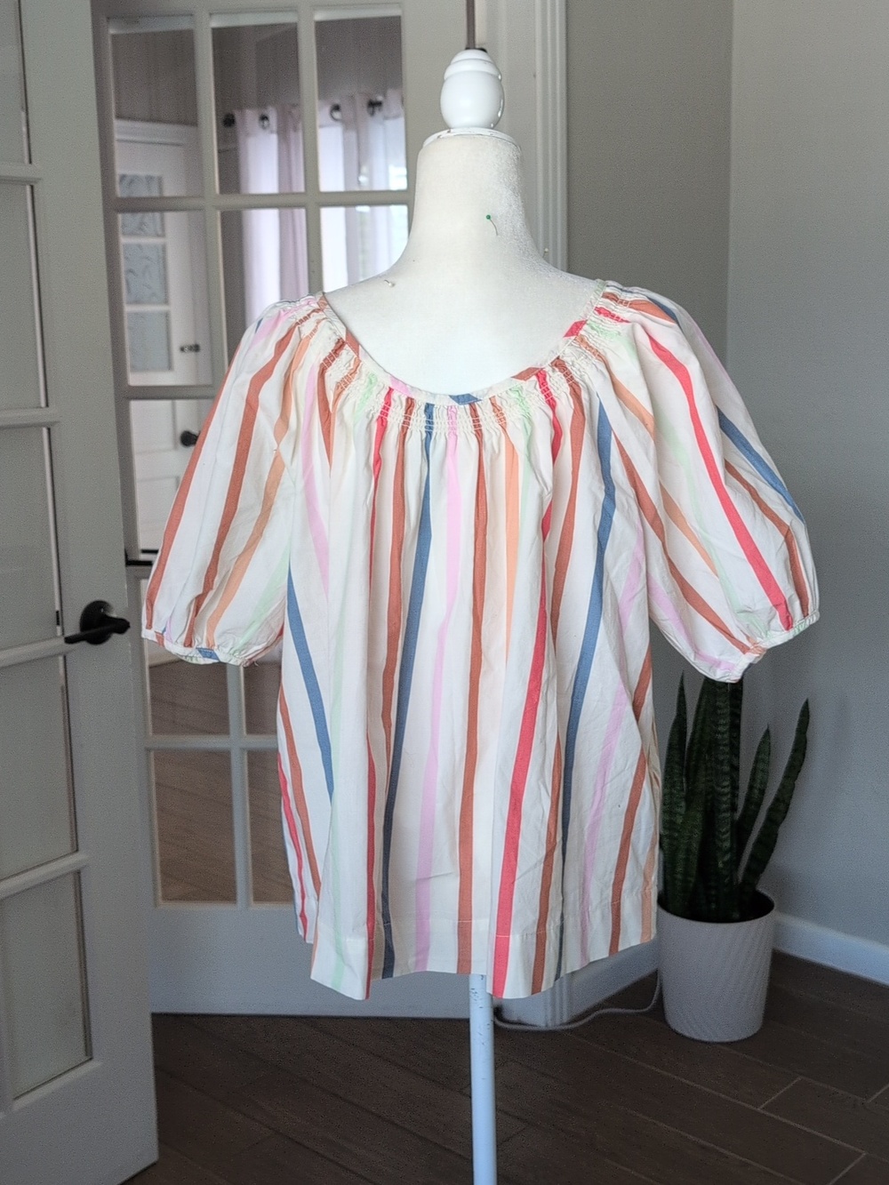 Berkley Jensen Striped White Cotton Spring Summer Top - XL - Picture 3 of 7